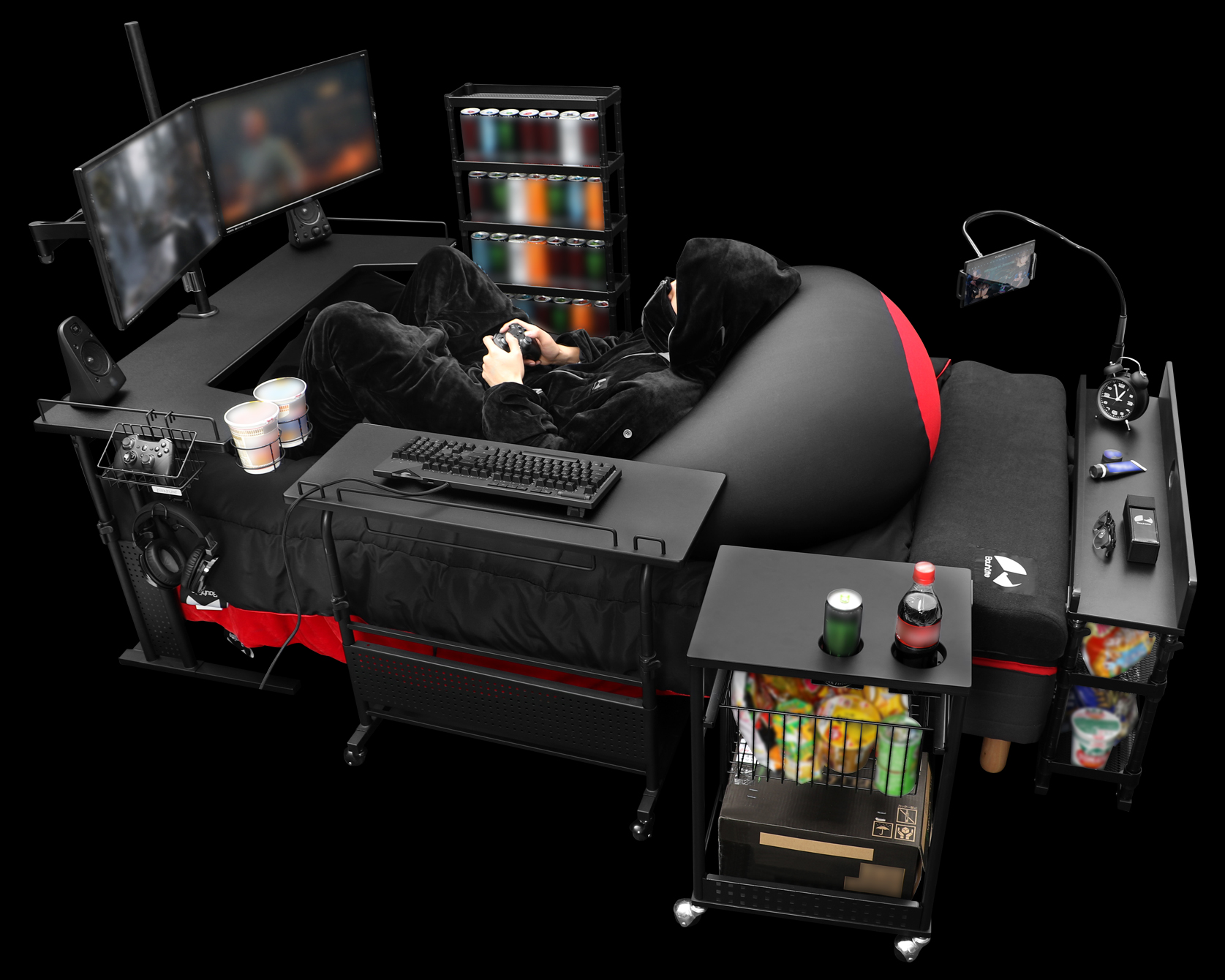 Desk-Equipped Gamer Beds : Bauhutte Gaming Accessories