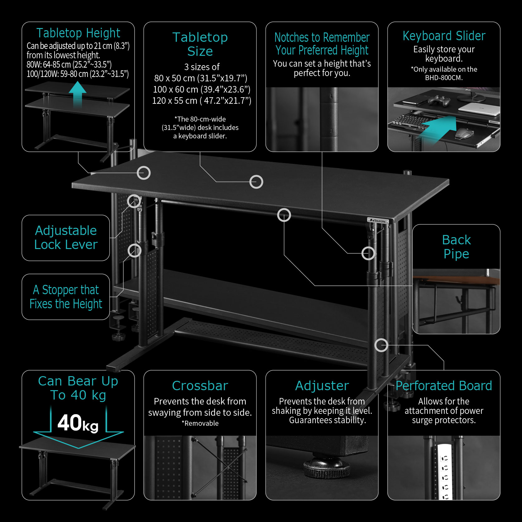 Gaming Desk Bhd 800cm 1000m 10m Bauhutte